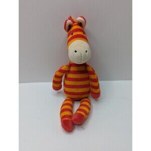Jellycat Little Zany Zebra Orange Striped Plush Stuffed Animal Lovey Rattle Baby